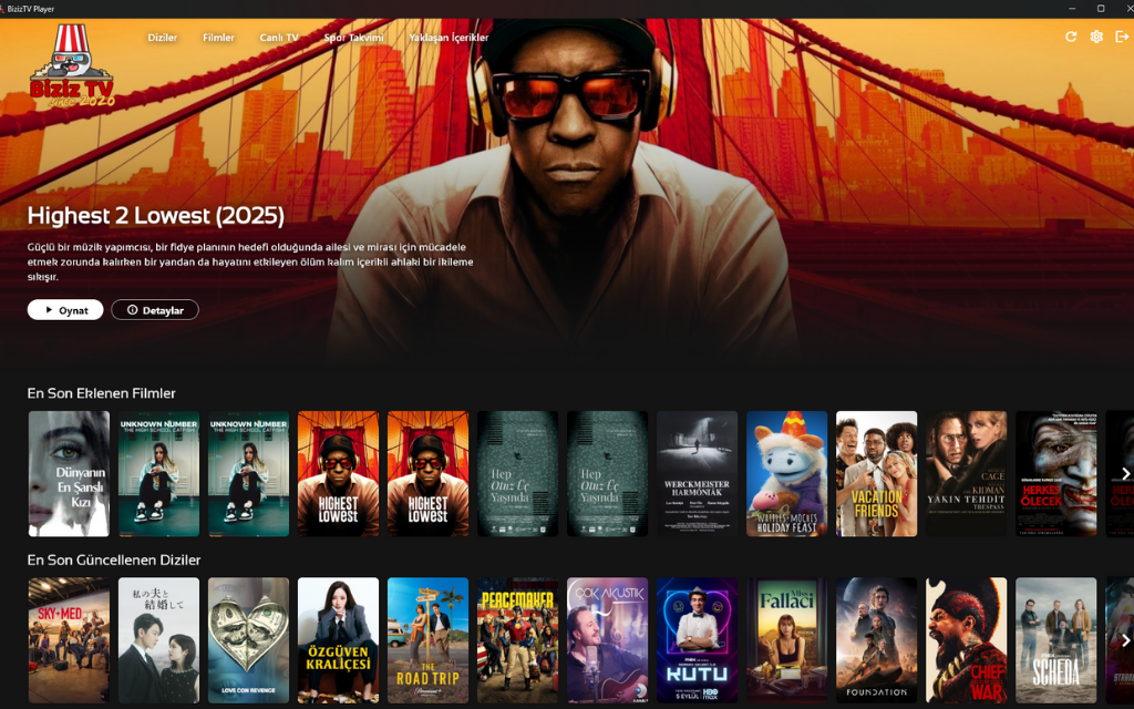 Biziz TV Windows Uygulaması Ana Ekran Görüntüsü